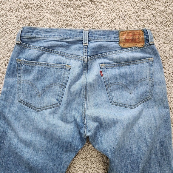 Levis 501 Original Fit Jeans Stone Wash Straight Leg Button Fly Size 34x30 Mens - Picture 6 of 12